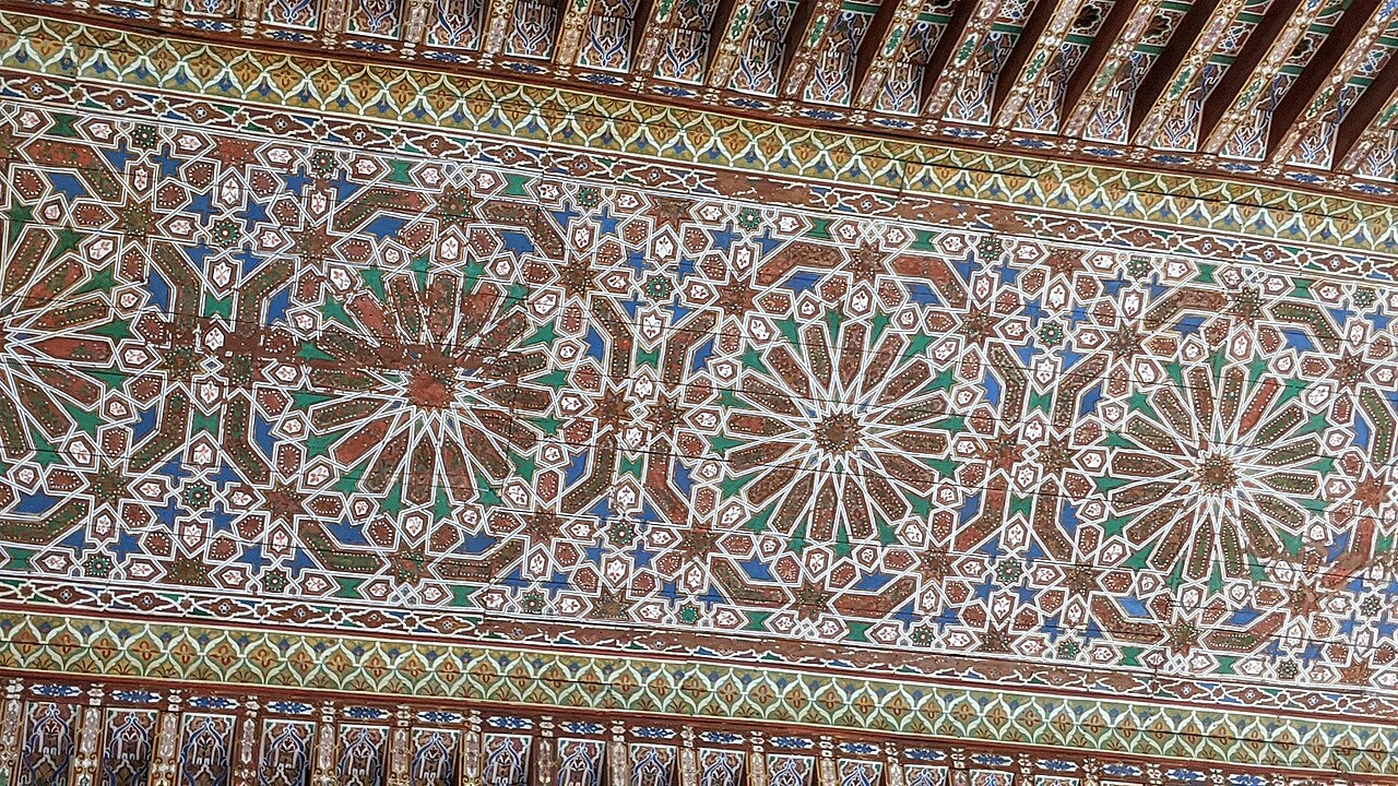 Painted geometric woodwork at Bahia Palace