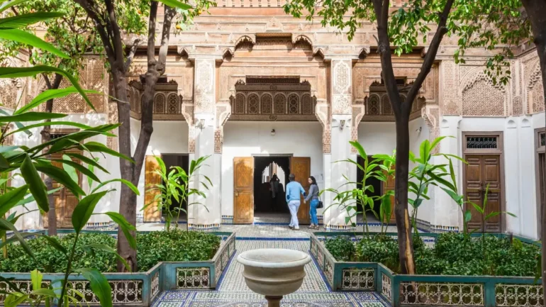 Bahia Palace garden with orange trees